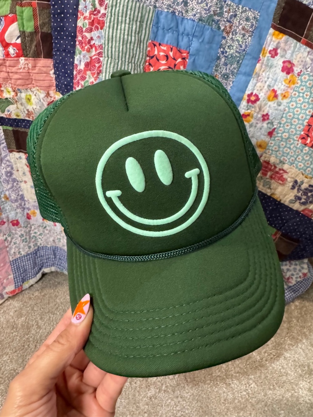 smiley face trucker hat